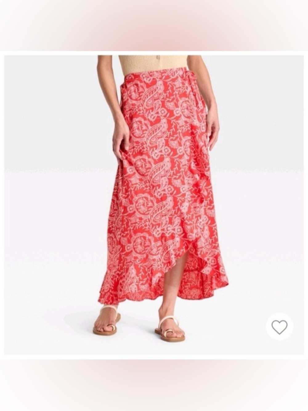 NWT Universal Thread Red Paisley Maxi Wrap Skirt XS Boho Cottagecore Coastal